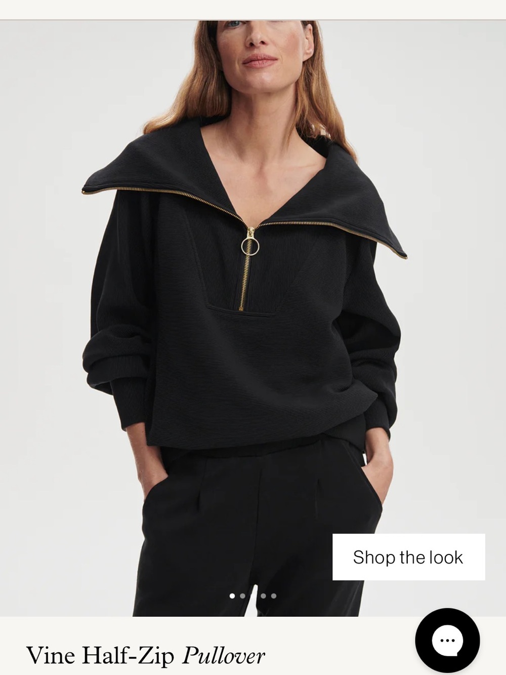 Varley Black Half-Zip Pullover with Gold Trim